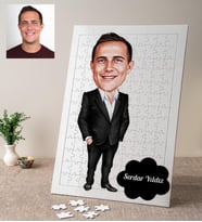 Erkek Müdür Yönetici Karikatürlü Kişiye Özel Puzzle