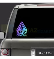 Dikkat Arabada Bebek Var Hologram Oto Sticker Çıkartma Etiket Renkli Cam Yapıştırma 18 x 13 Cm