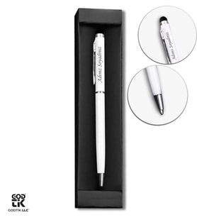 Kişiye Özel Beyaz Renk Metal Touch Pen Roller Kalem