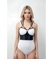 Mulvxbrf Brf02 Göğüs Detaylı Deri Harness Büstiyer, Şık Deri Korse - Brf872 (Mulvix)