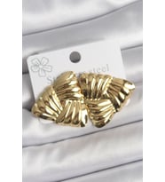 316 Çelik Gold Renk İşlemeli Üçgen Model Kadın Küpe (Altın)