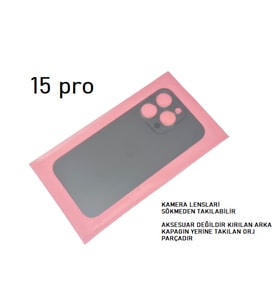 iPhone 15 PRO Arka Pil Batarya Kapağı (CAM) FÜME