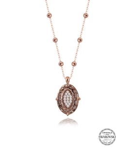 Swarovski Crystal Kadın Rose Oval Gümüş Kolye