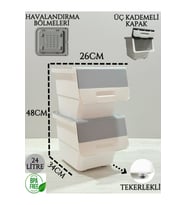 Çiftli Gri Beyaz Çok Amaçlı Sepet ve Patateslik Seti, 24L