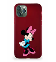 Apple iPhone 11 Pro Soft Premier Kapak Minnie Mouse-F Tasarımlı Silikon Kılıf - Mürdüm (Şeffaf)