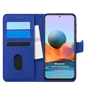Microsonic Xiaomi Redmi Note 10 Pro Max Kılıf Fabric Book Wallet Lacivert