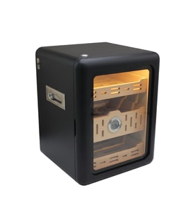 PremiumQuality Las Palmas İçi Ledli Siyah Sedir Humidor Puro Kutusu - TR9829