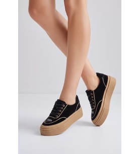 Guja 26K330 Taş Detaylı Siyah Kadife Kadın Sneaker