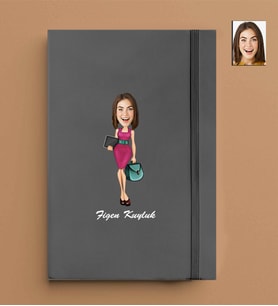 Kişiye Özel Öğretmen-İş Kadın Model 13x21 Gri Defter-42