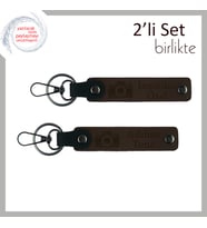 Deklanşöre Basanlara Anlamlı Hediye, Kamera Temalı İsimli 2’li Anahtarlık Set, Koyu Kahve-Koyu Kahve