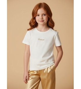 Kız Çocuk Tasarım T-shirt (Ekru)
