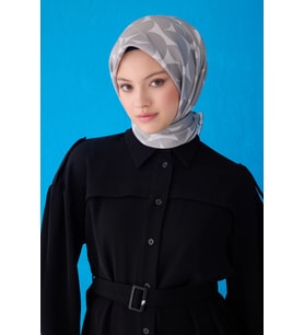 Saf İpek Eşarp 4117D02( Twill İpek) -5686 (Gri)