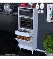 Eliusta Vela 60 cm Fırın Dolabı Açık 2 Raflı Tek Çekmece Sepetli Çok Amaçlı Mutfak Kiler Dolabı 60x163x32 cm