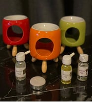 Buhurdanlık Seramik Ahşap Ayaklı & Buhur Koku Mum Set