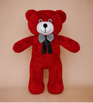 50 cm Peluş Ayı – PapyonDetaylı Sevimli Oyuncak Ayı (Kırmızı)