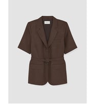 LCW STUDIO Kahverengi Kemerli Kadın %100 Keten Blazer Ceket