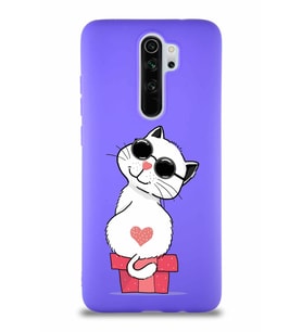Xiaomi Redmi Note 8 Pro Soft Premier Kapak Coolcat Tasarımlı Silikon Kılıf - Mor (Şeffaf)