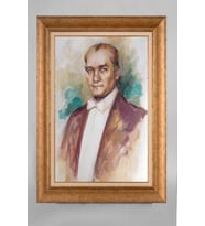 Altın Varaklı Paspartulu Çerçeveli Atatürk Tablo nt758