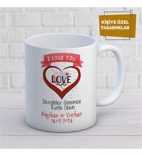 Kişiye Özel İsim Yazılabilir Sevgi Temalı Kupa Bardak