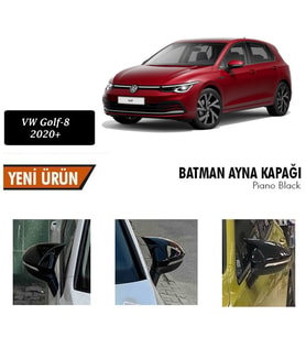 Vw Golf-8 Yarasa Ayna Kapağı Batman Parlak Siyah Piano Black