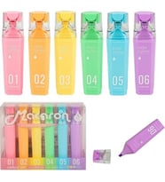 Macaron CS-H826 Pastel Renkli 6 Çeşitli Fosforlu Kalem Seti -  İşaretleyici Kalem Seti