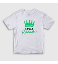 Presmono Unisex Çocuk Beyaz Backgammon Master Tavla Ustası Oyun V2 T-Shirt 417328tt (Beyaz)