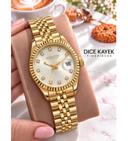 Dice Kayek Premium Vintage Kadın Kol Saati Gold Çelik Kordon 5 ATM Su Geçirmez Bileklik Hediyeli 720