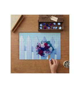 Çite Asılmış Çiçek Buketi Tasarımı 240 parça Ahşap Puzzle Ahşap Kutuda MP00205