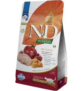 N&D Pumpkin Tahılsız Bıldırcın Etli Balkabaklı ve Narlı Kısırlaştırılmış Kedi Maması - 1.5 kg