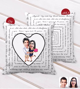 BK Gift Kişiye Özel Sevgililer Karikatürlü 100 Dilde Seni Seviyorum Desenli Dekoratif Kırlent Yastık-108 (Beyaz)