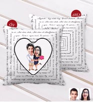 BK Gift Kişiye Özel Sevgililer Karikatürlü 100 Dilde Seni Seviyorum Desenli Dekoratif Kırlent Yastık-108 (Beyaz)