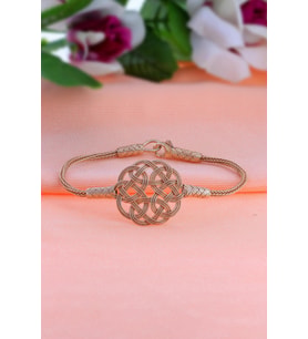Rose Renk Aşk Düğümü 1000 Ayar Sade Örme El işi Kazaziye Gümüş Bileklik