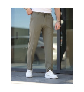 Slim Fit Likralı Jogger Pantolon (Haki)