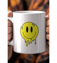 Emoji Yüz Desenli 330ml Baskılı Beyaz Seramik Kupa Bardak