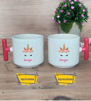 Unicorn Kupa Bardak T Kırmızı Kulplu Arkadaşa Kız Kardeşe Hediye