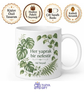 Salon Bitkilerine Fısıldayanlara Yeşil Yaprak Botanik Kupası Hediye Bardak