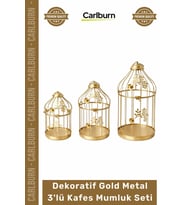 Özel Üretim Şık Tasarım Modern Ev Hediyesi Metal Dekoratif Gold Metal 3'lü Kafes Mumluk Seti