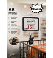 10 Adet - A6 Fiyatlık Mandallı Etiketlik Sepet Raf Askılık Fiyat Etiketi Çerçeveli Market Mağaza Siyah