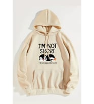I'm Not Short Baskılı Unisex Oversize Sweatshirt (Bej)