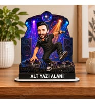Kişiye Özel Dj Club Karikatürlü 18 cm MDF Masaüstü Biblo - Disk Jokey Hediyesi Yeni İş ve Meslek Hediyesi