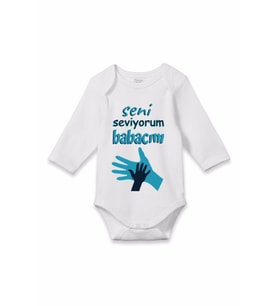 Bebek Beyaz Seni Seviyorum Baba Baskılı Zıbın