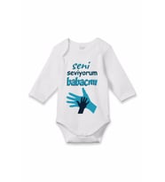 Bebek Beyaz Seni Seviyorum Baba Baskılı Zıbın