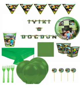 Minecraft Parti malzemeleri Doğum Günü Süsleri Full Set 8 Kişilik -