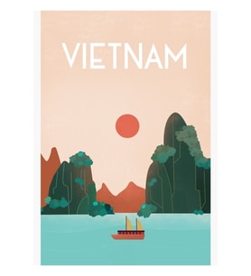 Vietnam Seyahat Afişi Tablo Ahşap Poster Dekoratif