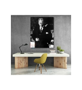 Siyah Beyaz Atatürk Portresi Kanvas Tablo Mustafa Kemal Atatürk Tablo Modeli Ev Ofis Dekoru