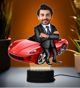 Doğum Günü Hediyesi,Sevgiliye Hediye, Kişiye Özel Fotoğraflı Baba 4 Karikatür 3D Led Lamba (Beyaz)