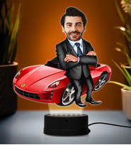 Doğum Günü Hediyesi,Sevgiliye Hediye, Kişiye Özel Fotoğraflı Baba 4 Karikatür 3D Led Lamba (Beyaz)