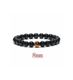 Erkek - Kaplan Gözü Detaylı, Elegant Onix Bileklik  Güç Taşı  Handmade