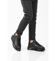 Ayakmod Beyaz Bağcıklı Cilt Hafifi Unisex Sneaker 628 G (Siyah)