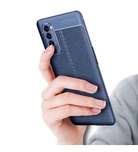 Oppo Reno 4 Pro 4G Kılıf Esnek Pu-Deri Leather-Pu Serisi Protected Case (Lacivert)